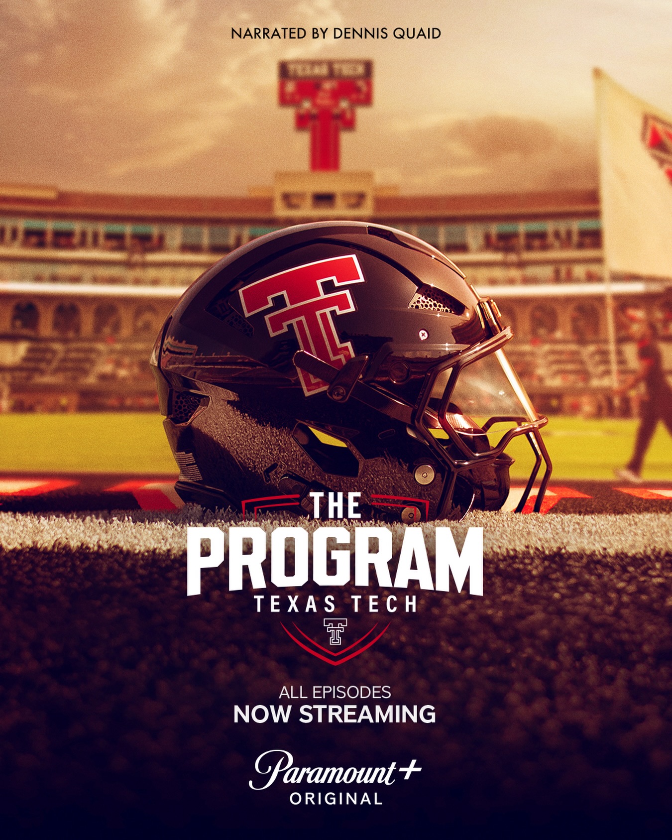 Narrated by client @dennisquaid, go behind the headlines of a tumultuous football offseason in a new four-part docuseries The Program: Texas Tech. @paramountplus @skydancesports @texastech_fb